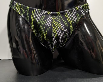 Plaid Camo Men's Swim Bikini Brief Half Back Cheeky Thong by Rayze™ (formerly Nutshack™)