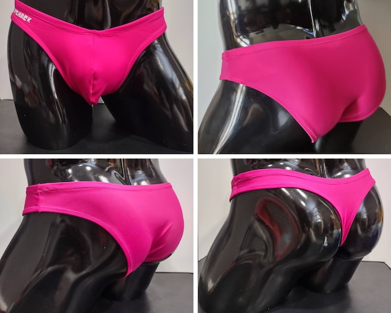 Fuschia Men's Swim Bikini Brief Half Back Cheeky Thong by Rayze
