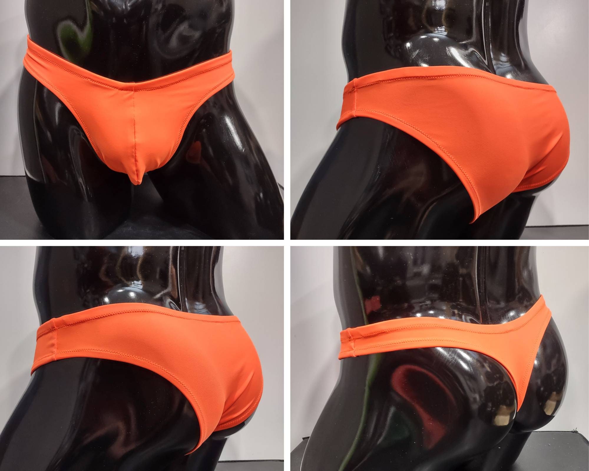 Orange Men's Swim Bikini Brief Half Back Cheeky Thong by Rayze™ (formerly Nutshack™)