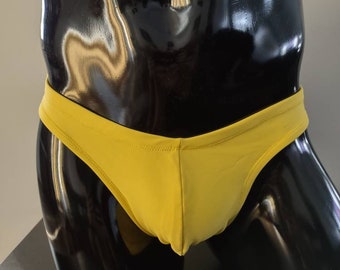 Yellow Men's Swim Bikini Brief Half Back Cheeky Thong by Rayze™ (formerly Nutshack™)