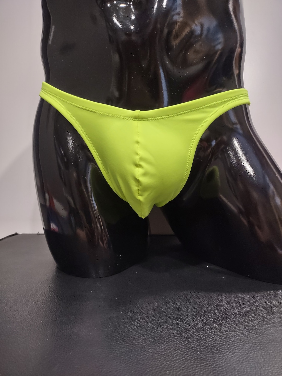 Chartreuse Men's Swim Bikini Brief Half Back Cheeky Thong Etsy