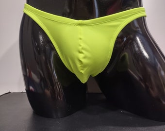 Chartreuse Men's Swim Bikini Brief Half Back Cheeky Thong by Rayze™ (formerly Nutshack™)