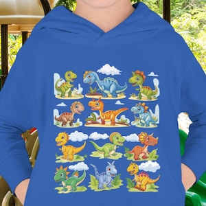 Little Boys Dinosaur Hoodie, Toddler Hooded Sweatshirt, Son Gift, Boy Dino Sweatshirt Gift, Daughter Hoodie Gift, Girls Dinosaur Sweater