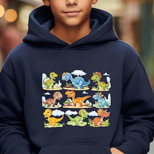 Boys Funny Dinosaur Hoodie, Youth Boys Hooded Sweatshirt, Girls Sweatshirt, Boy&#39;s Hoodie, Gift for Son, Gift Daughter, Dinosaur Lover Gift