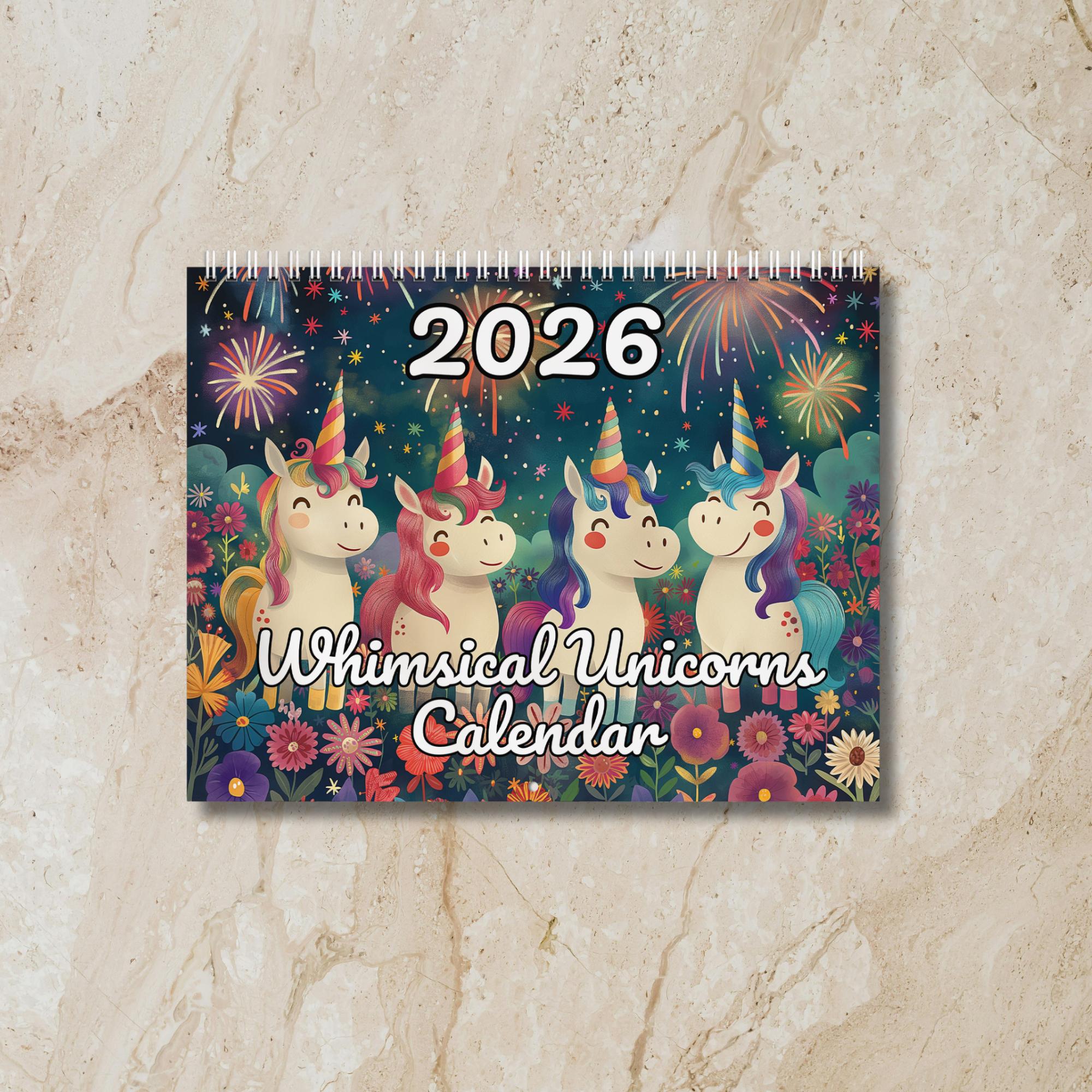 Unicorn - 2026 Wall Calendar // Kids / Children's / Christmas / Birthday / Gift Idea / Present / Novelty / Humour / Secret Santa - Sweden