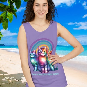 CUSTOM Rainbow Cats Tank Top, Comfort Colors Shirt, Plus Size Women Tee, Men's Summer Tank, Cat Mom Shirt, Personalized Tee, Gift for Mom