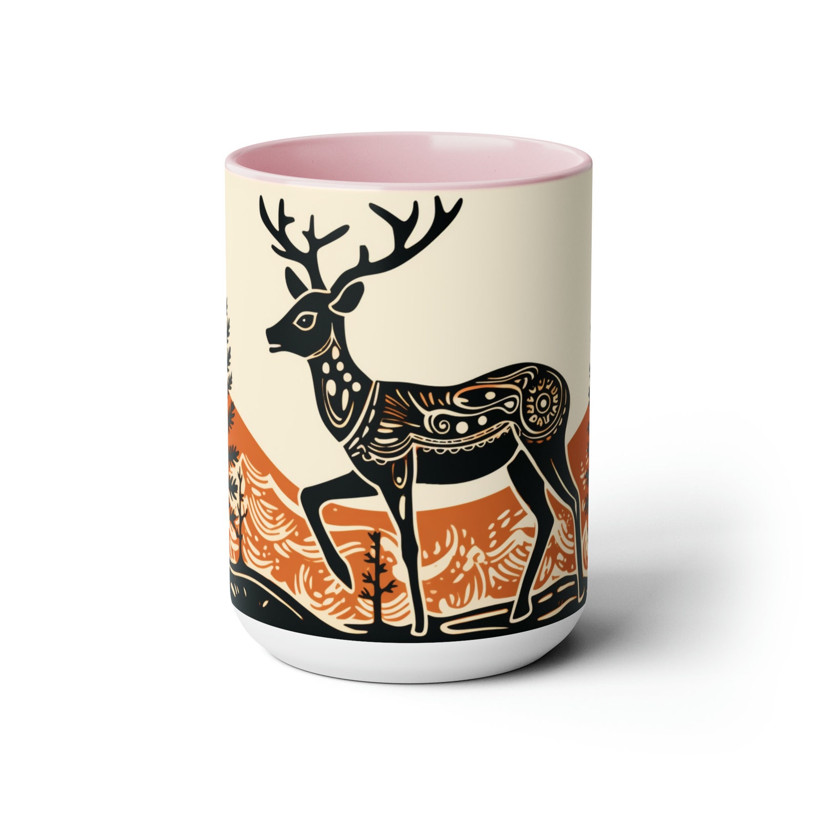 Folk Art Deer Mug Vintage Style Art Deer Mug Deer Coffee - Etsy
