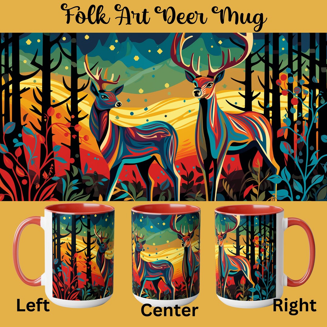 Abstract Art Deer Mug, Abstract Art Deer Mug, Deer Coffee Mug, Elk ...