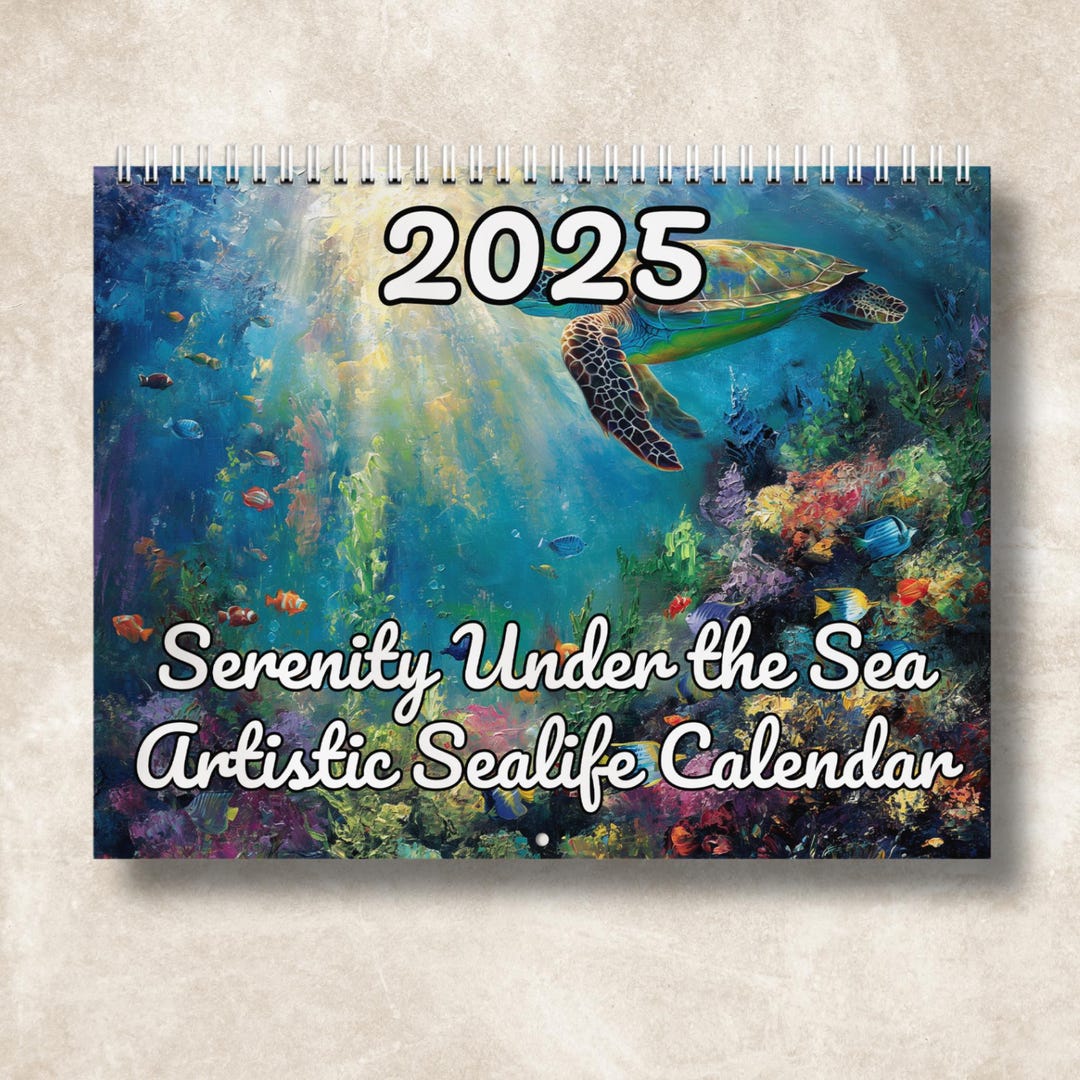 Artistic Ocean Life Wall Calendar, 2025 Under the Sea Calendar, Sea