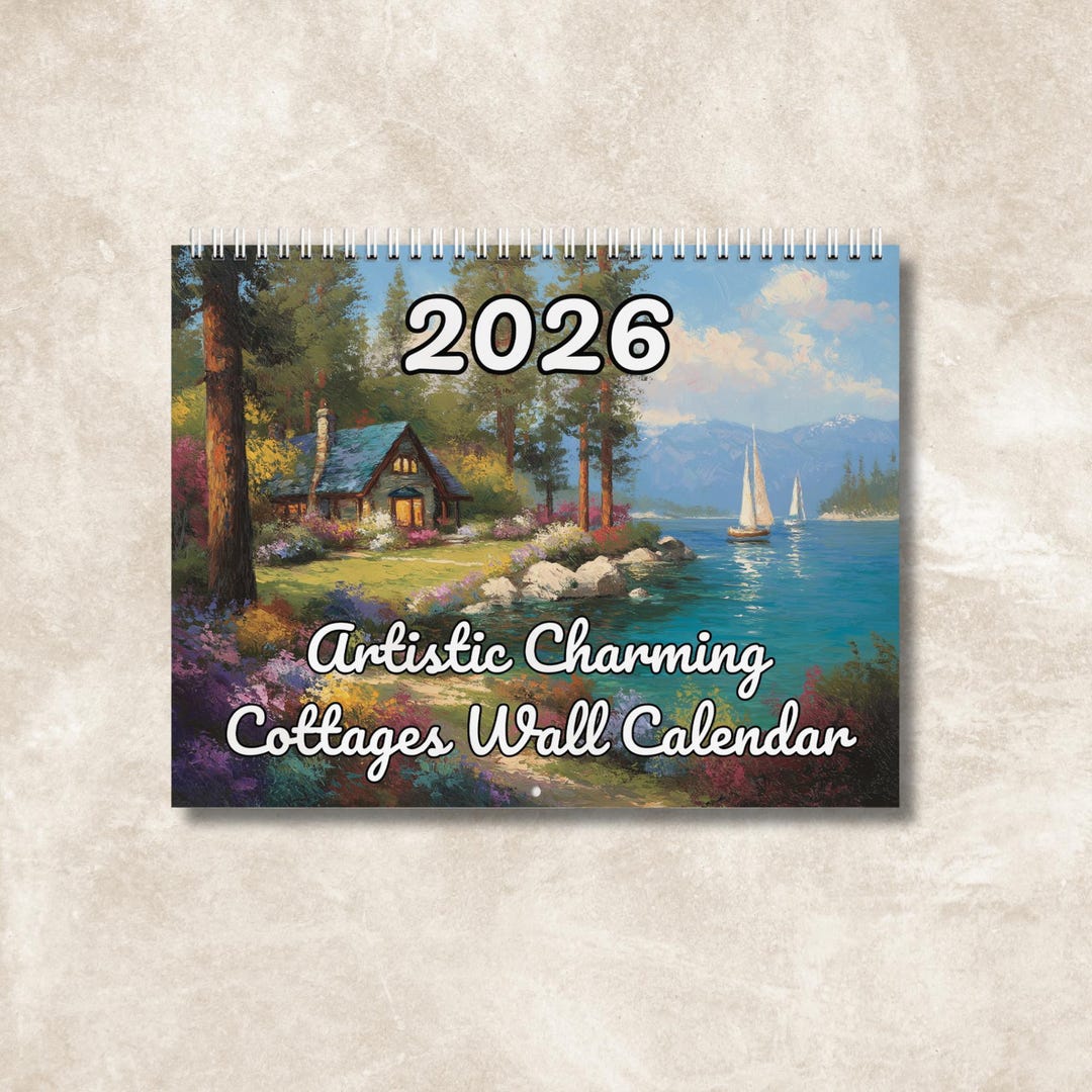2026 Charming Cottages Wall Calendar, Home Office Yearly Planner, Art ...