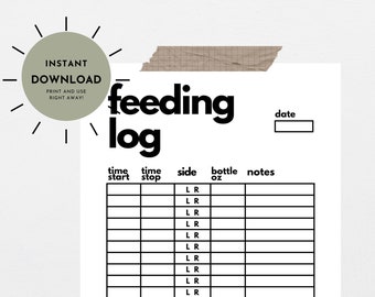 minimalist simple breastfeeding log / combo baby feeding tracker