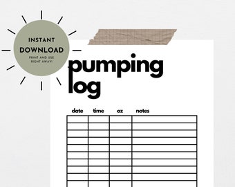 minimalist simple pumping log / breastfeeding pumping tracker