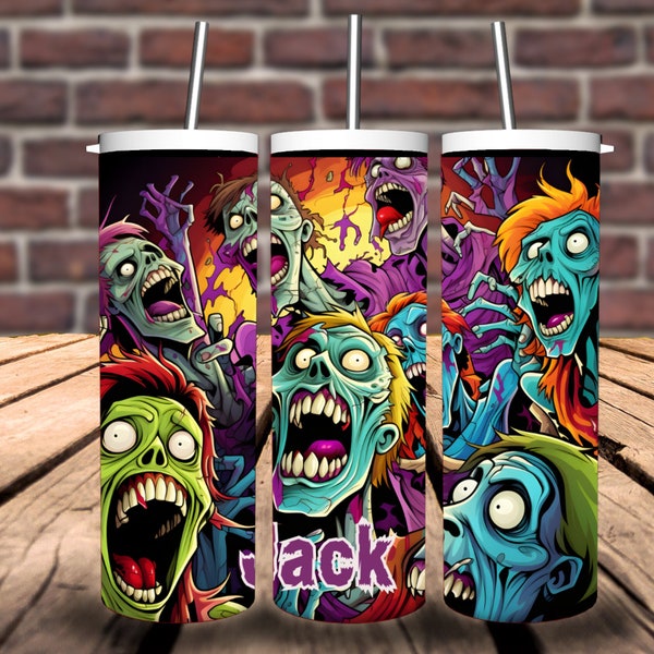 Zombie tumbler,  Personalized zombie tumbler, zombie mug, zombie gift, gift for zombie lover, zombie cup.