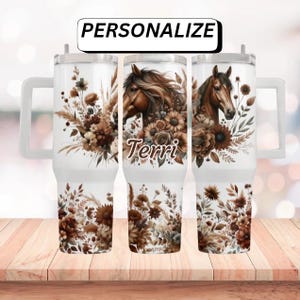 Personalized Horse Tumbler For Woman Floral Horse Gift Custom Horse Tumbler Horse Lover Western Themed Gift 40oz Tumbler For Her Horse Cup