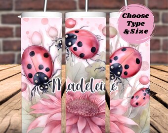 Personalized Ladybug Tumbler, Personalized Ladybug Gift, Pink Ladybug Tumbler,Ladybug Lover, Ladybug Cup, Insulated Stainless Steel Tumbler.