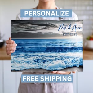 Ocean Glass Cutting Board, Charcuterie Board, Coastal Kitchen Decor, Personalized Gift, Beachy Kitchen Decor, Housewarming Gift, Wedding.