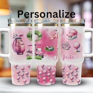Gepersonaliseerde dames golfbeker, dames golfcadeaus, aangepaste meisjes golfbeker, roze golfbeker, cadeau voor vrouwelijke golfers, dames golfspullen