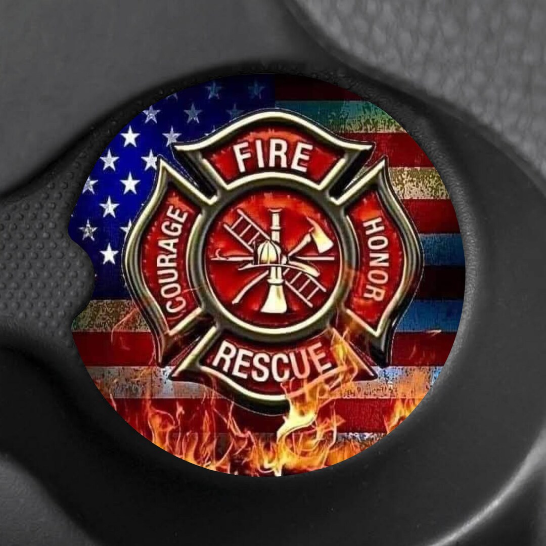 Gift for Firefighter, Fire and Rescue Car Coasters, Firefighter Car