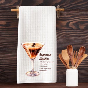 Espresso Martini Recipe Kitchen Towel: Cocktail Decor