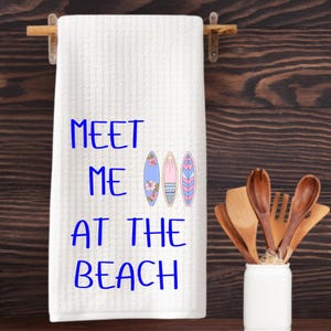 Beach House Kitchen Towel: Coastal Surfboard Decor