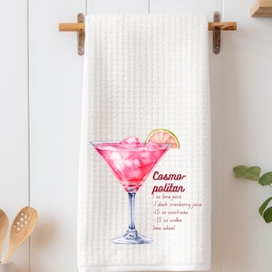 Cosmopolitan Recipe Kitchen Towel: Cocktail Lover Gift