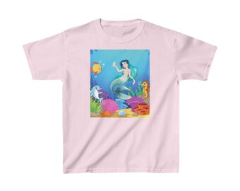 Kids Heavy Cotton Tee, mermaid shirt, gift for daughter, gift for niece