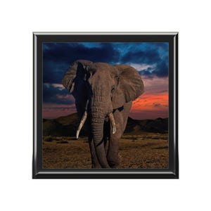 Elephant Jewelry Box, Trinket Organizer, Elephant Lover Gift, Decorative Keepsake Box, Wooden Jewelry Case, Safari Animal Trinket Holder