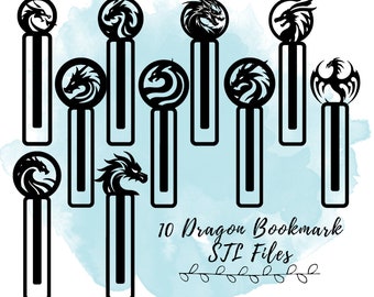 10 Dragon Bookmark STL Files, Dungeons and Dragons Theme Bookmark 3D Print Models, Paperclip Bookmark STL File, D&D Theme 3D Print Models