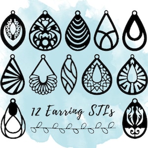 12 Earring STL Files, Teardrop Earring STL Files, Dangle Earring STL Files, Necklace Pendant 3D Print Files, 3D Print Jewelry Files