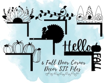 6 Fall Door Corner Decoration STL Files, Thanksgiving Decoration STL Files, 3D Print Models for Thanksgiving Decorations, 3D Models for Fall