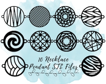 10 Necklace Pendant STL Files, Bracelet Charm STL Files Statement Jewelry 3D Print Models, 3D Print Jewelry STL Files, stl Files for Jewelry