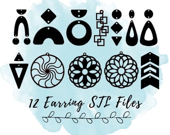 12 Earring STL Files, Teardrop Earring 3D Printing Model, Statement Jewelry STL Files, Modern Jewelry 3D Print Designs