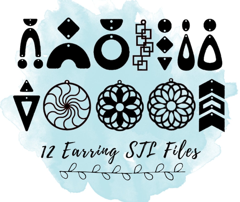 12 Earring STL Files, Teardrop Earring 3D Printing Model, Statement Jewelry STL Files, Modern Jewelry 3D Print Designs image 1