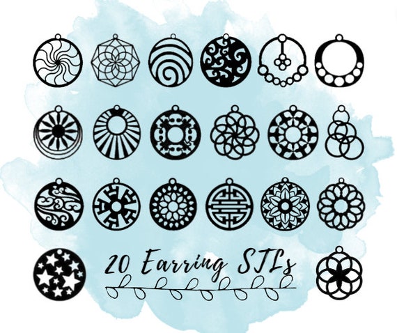 20 Earring STL Files, 3D Printing Models for Dangle Earrings, 3D Printing Files for Modern Statement Jewelry Set, Necklace Pendant STL
