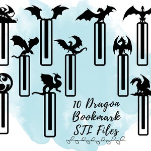 10 Dragon Bookmark STL Files, Dungeons and Dragons Theme Bookmark 3D Print Models, Paperclip Bookmark STL File, D&D Theme 3D Print Models