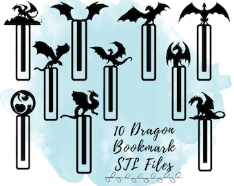 10 Dragon Bookmark STL Files, Dungeons and Dragons Theme Bookmark 3D Print Models, Paperclip Bookmark STL File, D&D Theme 3D Print Models