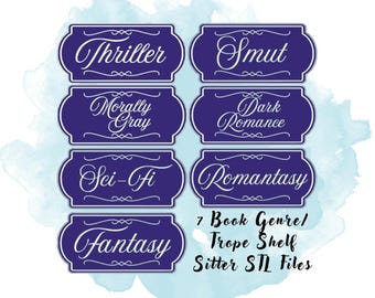 7 Bookshelf Street Sign STL Files, Bookish Decor STL Files, Bookish Gift STL Files, 3D Print for Bookshelf, 3D Print for Book Lovers