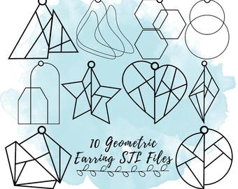 10 Abstract Geometric Earring Pairs STL Files, Statement Jewelry 3D Print Models, 3D Print Jewelry STL Files, STL Files for Jewelry