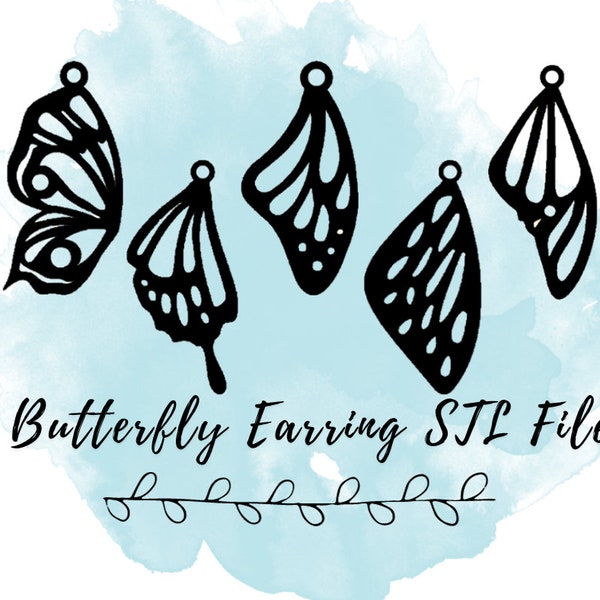 5 Butterfly Earring STL Files Pack | Wholesale Butterfly Wing Earrings Set | 3D-Printed Jewelry for Small Businesses and Entrepreneurs