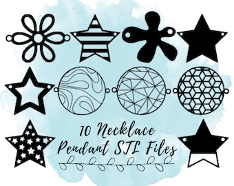 10 Necklace Pendant STL Files, Bracelet Charm STL Files Statement Jewelry 3D Print Models, 3D Print Jewelry STL Files, stl Files for Jewelry