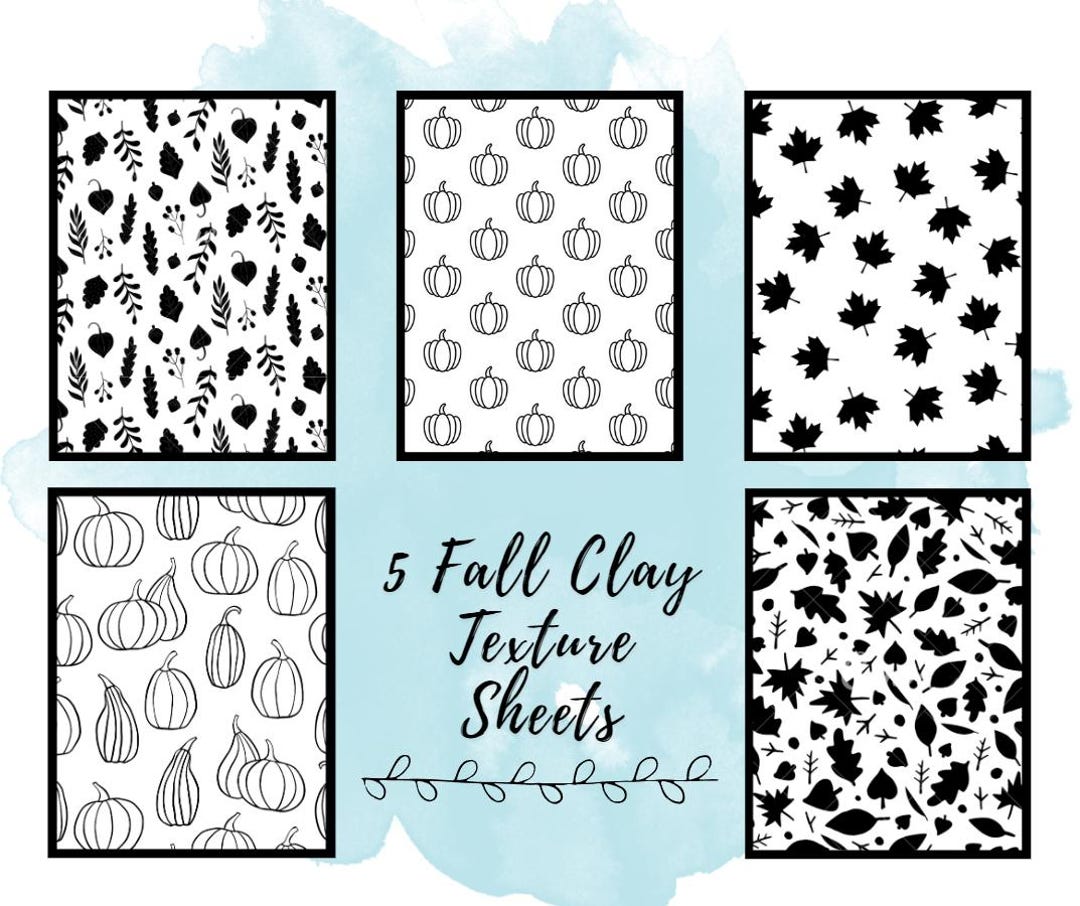 Fall Texture Card 5 Fall Polymer Clay Texture Sheet STL Files for 3D Printers, Autumn 3D ...