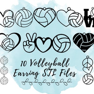 10 Volleyball Earring STL Files Pack, Volleyball Mom 3D Print Model, 3D Print Files for Volleyball Fan, Dangle Earring STL File