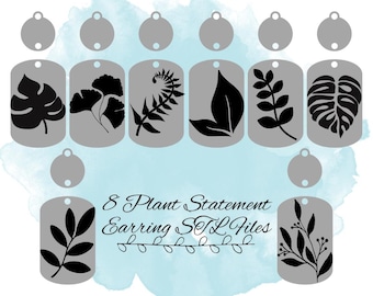8 Blatt Ohrring STL-Dateien, Monstera Ohrring STL-Dateien, Pflanzen Schmuck 3D Druckdateien, 3D Druck Schmuckdatei, Pflanzenliebhaber 3D Druckdateien