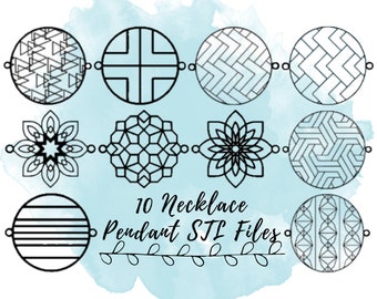10 Necklace Pendant STL Files, Bracelet Charm STL Files Statement Jewelry 3D Print Models, 3D Print Jewelry STL Files, stl Files for Jewelry