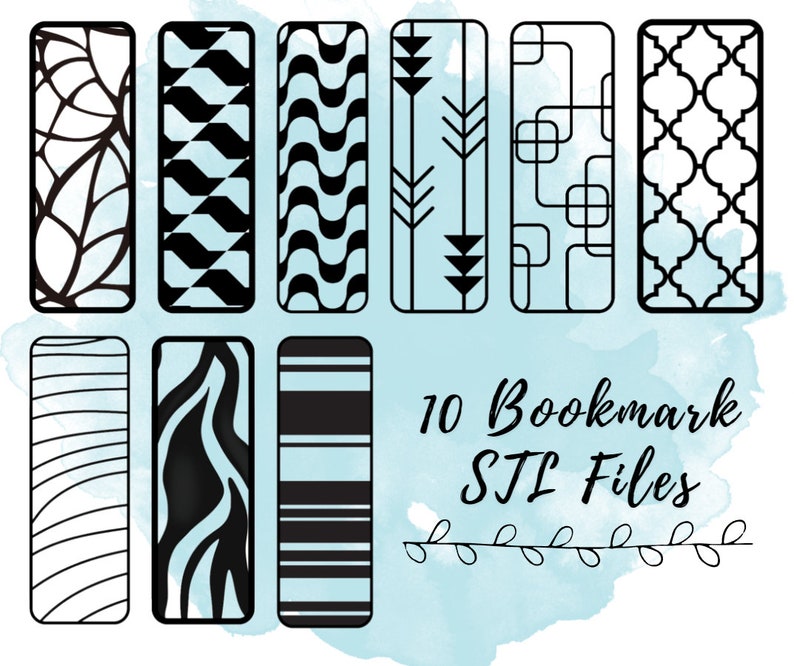 10 Bookmark STL Files, Geometric Bookmark 3D Printing Models, 3D Print Files for Book Lovers, 3D Print Gifts for Book Lovers image 1
