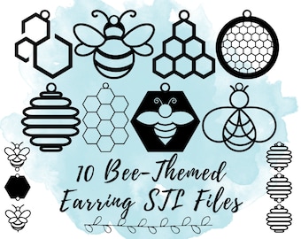 10 Dangle Bee Earring STL Files Pack, Bumble Bee 3D Printer Files, Honey Bee STL Files for 3D Printing, Bumble Bee Jewelry STL Files