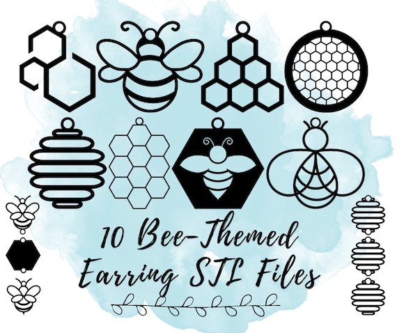 10 Dangle Bee Earring STL Files Pack, Bumble Bee 3D Printer Files, Honey Bee STL Files for 3D Printing, Bumble Bee Jewelry STL Files