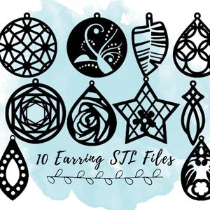 10 Earring Pairs STL Files, Necklace Pendant STL, 3D Printable Teardrop Earrings, Dangle Earring STL Files for Small Business Owners