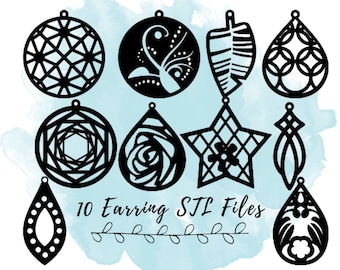 Archivos STL para 10 pares de aretes, colgantes de collar, aretes de lágrima imprimibles en 3D, aretes colgantes para pequeñas empresas.