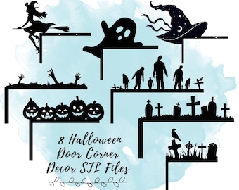 8 Halloween Door Corner Decor STL Files, Halloween Wall Decor STL Files, 3D Print Models for Halloween Decorations, Halloween STL Files